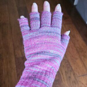 Knit Pink Boho Fingerless Gloves